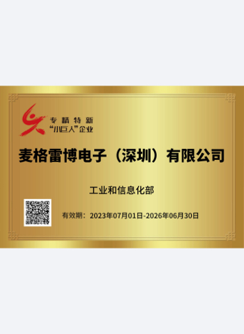 工信部專精特新小巨人企業證書